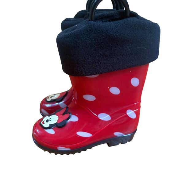Disney Minnie Mouse red white polka dot fleece lined toddler rain boots SIZE 7 - Picture 1 of 8
